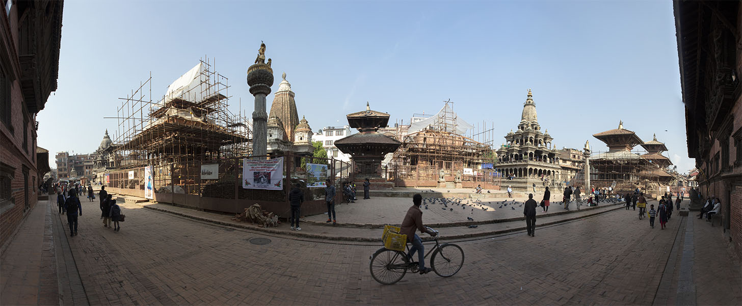 Patan Durbar Square Temples, Full 180 degree Panorama.